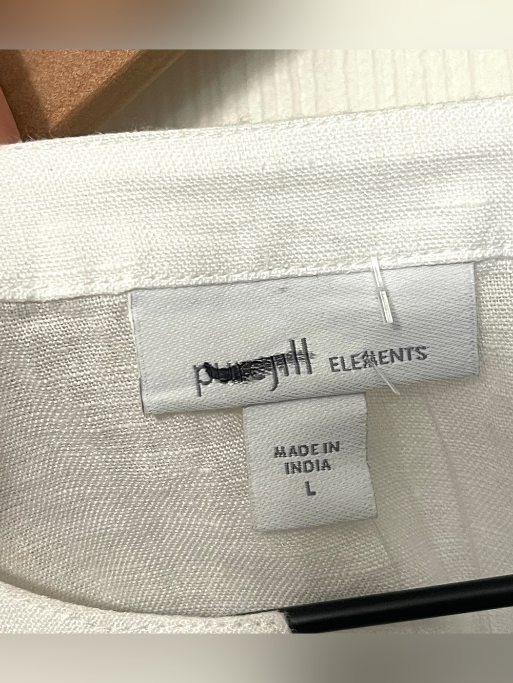 Pure Jill Elements Linen White Ombre Stitched Semi Sheer Tunic Top Sz L NWT - Picture 4 of 11